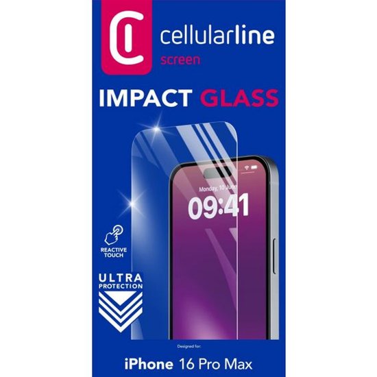 Zaštitno staklo CELLULARLINE, za iPhone 16 Pro Max/17 Pro Max