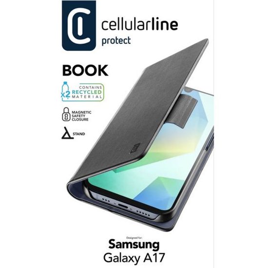 Futrola CELLULARLINE, Book Essential, za Samsung Galaxy A17, Preklopna, crna