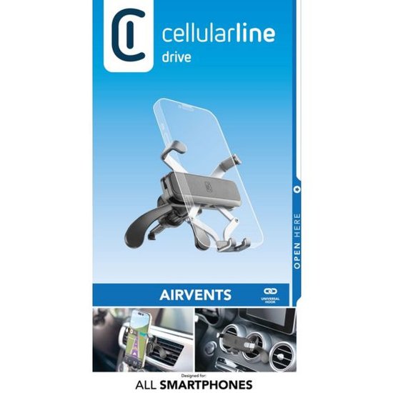 Držač za smartphone CELLULARLINE, Slide Fit, za ventilaciju, crni