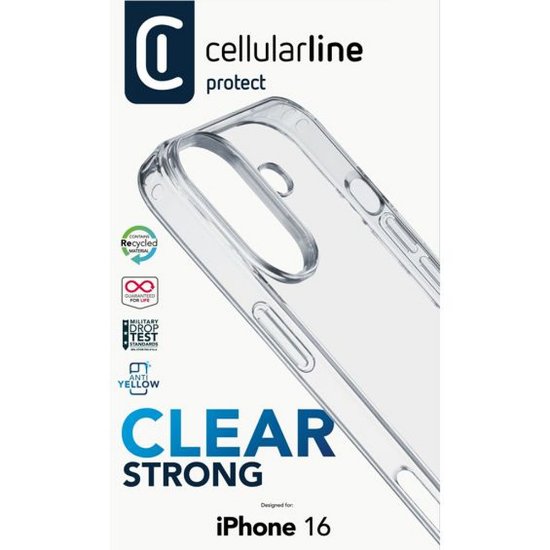 Futrola CELLULARLINE, Clear Strong, za iPhone 16, prozirna