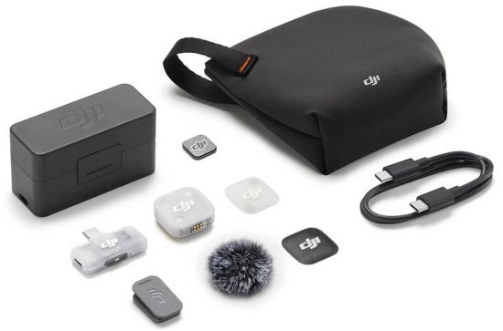 Mikrofon DJI Mic Mini 2, 1 odašiljač, 1 mobilni prijemnik, kutija za punjenje, crni