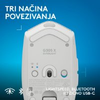 Miš LOGITECH G305 X SUPERLIGHT, Gaming, optički, 44000dpi, USB, bijeli