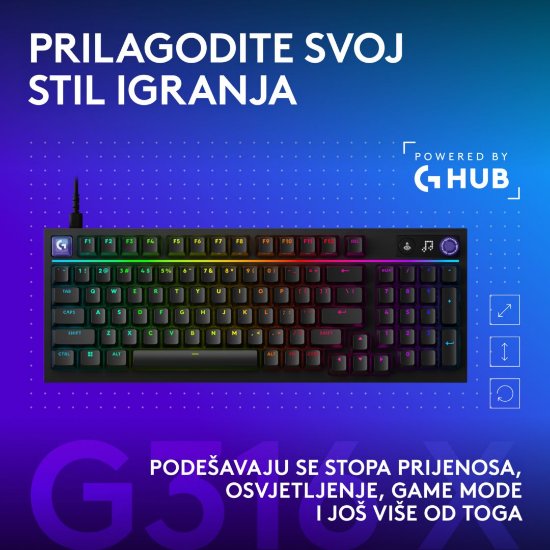 Tipkovnica LOGITECH G316 X 98, taktilni, crna