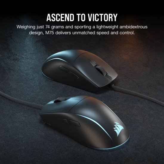 Miš CORSAIR M75, optički, 26000 dpi, USB, crni