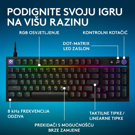 Tipkovnica LOGITECH G316 X 98, taktilni, crna