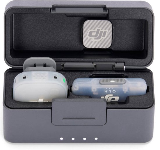 Mikrofon DJI Mic Mini 2, 1 odašiljač, 1 mobilni prijemnik, kutija za punjenje, crni