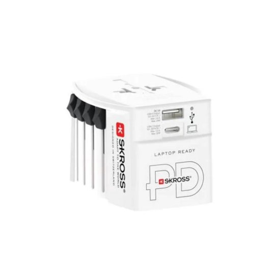 Putni adapter SKROSS, Muv USB, Euro, Aus/Kina, UK, SAD/Japan, USB-A/USB-C, 1.302974, bijeli