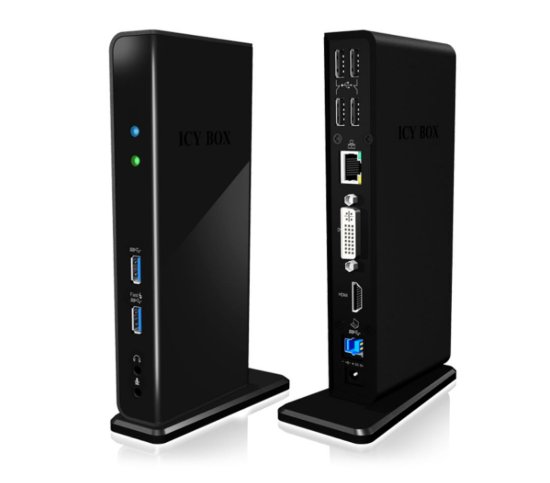 Docking station ICY BOX IB-DK2241AC, 4x USB 2.0, 2x USB 3.0, HDMI, USB 3.0 5V charger, G-LAN RJ45, DVI, za laptop