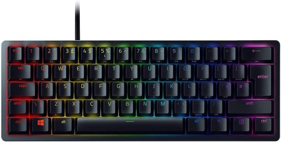 Tipkovnica RAZER Huntsman Mini, Optički Purple prekidači (clicky), Doubleshot PBT tipke, UK QWERTY raspored, USB-C, RGB, Kompatibilno s Windows i Xbox, crna
