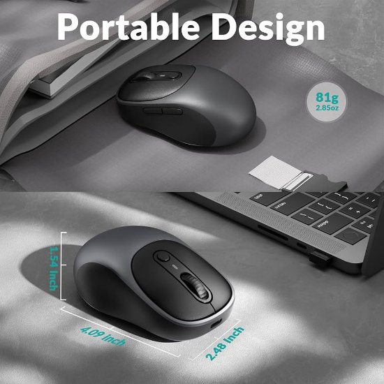 Miš KEYCHRON BM24, 2400 DPI, bežični, USB-C, sivi