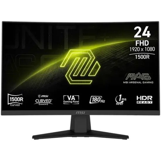 Gaming monitor 23.6" MSI MAG 244C, FHD, VA, 180Hz, 1ms, 250cd/m2, zakrivljeni, crni