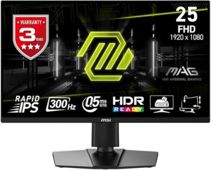 Gaming monitor 24.5" MSI MAG 255PXF, FHD, IPS, 300Hz, 1ms, 250cd/m2, crni