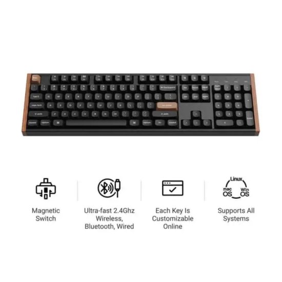 Tipkovnica KEYCHRON K10 HE, mehanička, bežična, USB, UK layout, crna