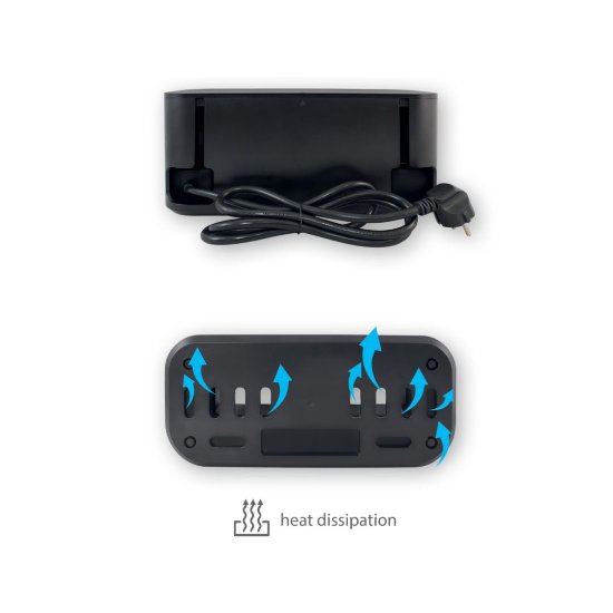 Organizator kabela s utičnicama, 5 šuko + 2 USB (A+C), 250 V~, max. 16 A / 3680 W, crni