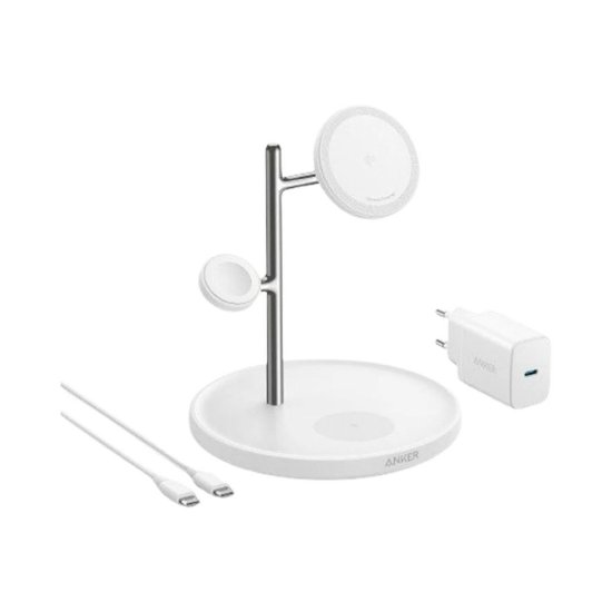 Bežični punjač ANKER MagGo, 15 W, podrška za brzo punjenje, USB-C ulaz, bežični izlaz (Qi), 1 x USB-C konektor, bijeli, 41 g