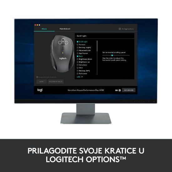 Miš LOGITECH M705, laserski, bežični, USB, sivi