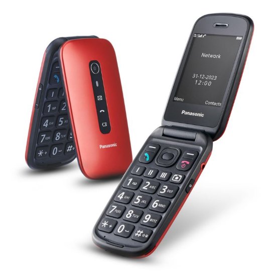 Klasični mobitel PANASONIC KX-TU550EXR, flip, preklopni, crveni
