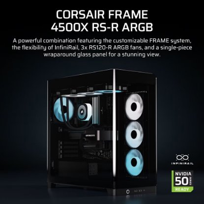 Kućište CORSAIR Frame 4500X, window, MIDI, E-ATX, crno, bez napajanja