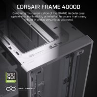 Kućište CORSAIR Frame 4000D, window, MIDI, ATX, bijelo, bez napajanja