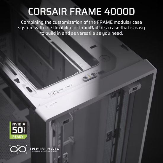 Kućište CORSAIR Frame 4000D, window, MIDI, ATX, bijelo, bez napajanja