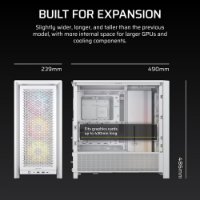 Kućište CORSAIR Frame 4000D RS ARGB, window, MIDI, ATX, bijelo, bez napajanja