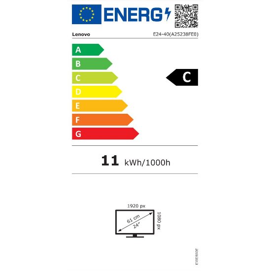Monitor 23,8" LENOVO ThinkVision E24-40, FHD, IPS, 100Hz, 6ms, 250cd/m2, pivot, zvučnici, crni
