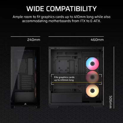 Kućište CORSAIR 3500X RS-R ARGB, window, MIDI-Tower, ATX, crno, bez napajanja