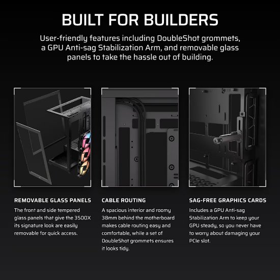 Kućište CORSAIR 3500X RS-R ARGB, window, MIDI-Tower, ATX, crno, bez napajanja