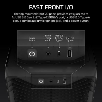 Kućište CORSAIR 3200D RS, MIDI-Tower, ATX, window, tamno sivo, bez napajanja
