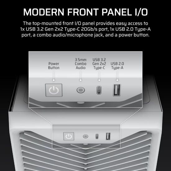 Kućište CORSAIR 3200D RS, MIDI-Tower, ATX, window, bijelo, bez napajanja