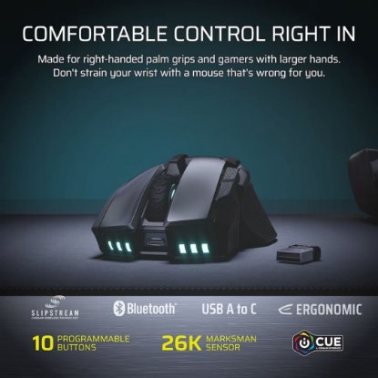 Miš CORSAIR IRONCLAW, optički, bežični, 26000dpi, crni