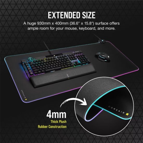 Podloga za miš MM700 RGB, 930x400, crna