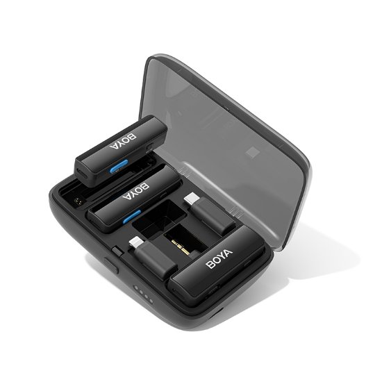 Mikrofon BOYA BOYALINK V2.0, 2 TX i 1 RX + Charging Case, crni