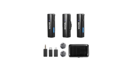 Mikrofon BOYA BOYALINK V2.0, 2 TX i 1 RX + Charging Case, crni