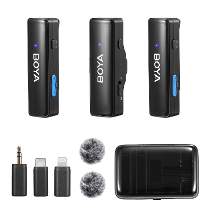 Mikrofon BOYA BOYALINK V2.0, 2 TX i 1 RX + Charging Case, crni