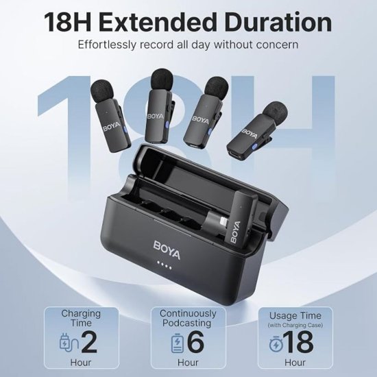 Mikrofon BOYA BY-V4D, 4 TX i 1 RX + Charging Case, crni