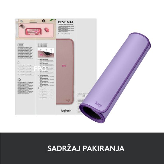 Podloga za miš, LOGITECH Desk Mat Studio, soft, ljubičasta