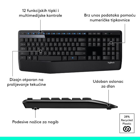 Tipkovnica + miš LOGITECH MK345 Wireless Combo, bežična, crna