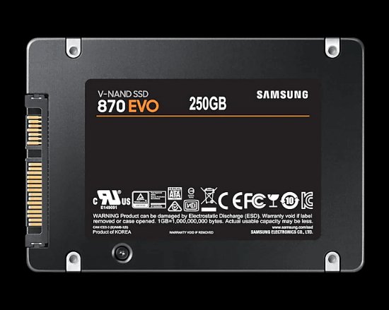 SSD 250GB SAMSUNG 870 EVO, MZ-77E250B/EU, SATA, 2.5", 560/530 MB/s