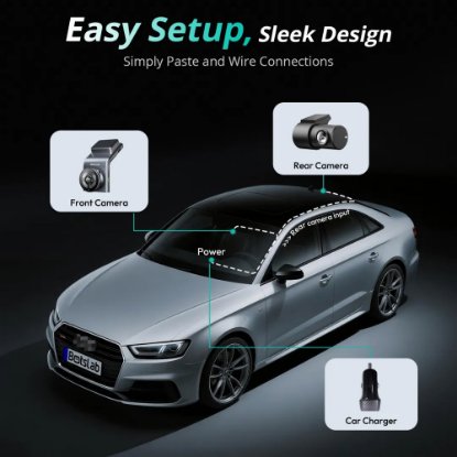 Auto kamera BOTSLAB G300H PLUS, 4K prednja + zadnja kamera, GPS, crna