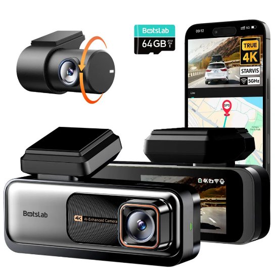 Auto kamera BOTSLAB G980H PRO, 4K prednja + 2K zadnja kamera,  GPS, crna