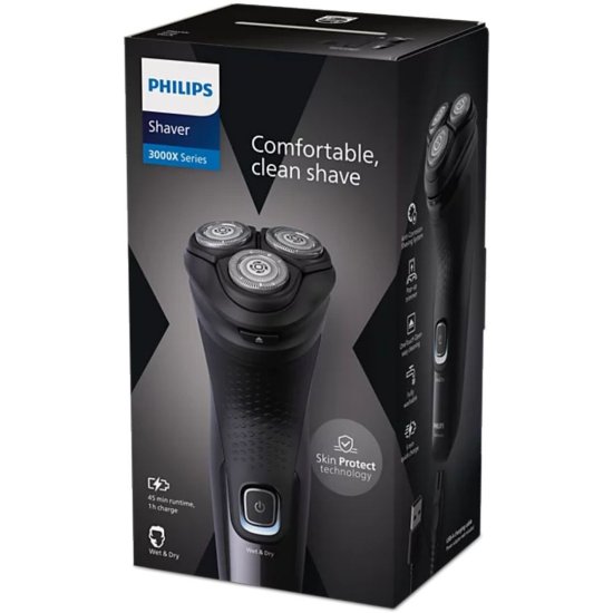 Aparat za brijanje PHILIPS X3051/00, bežična uporaba, za mokro i suho brijanje, crni