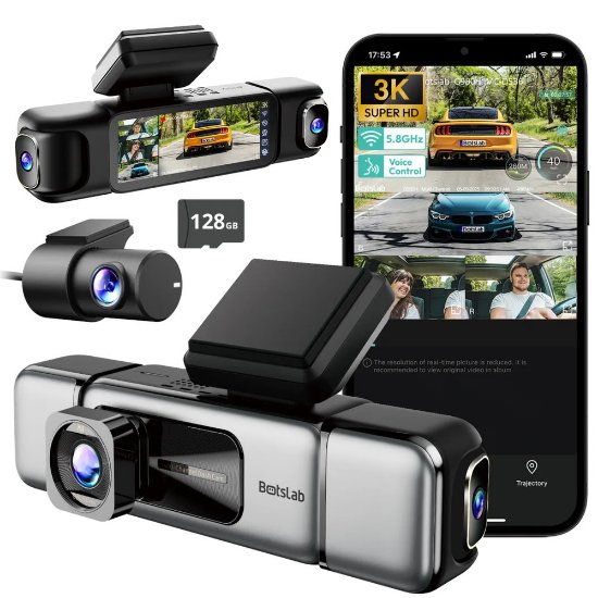 Auto kamera BOTSLAB 4CH G980H, 4K prednja + zadnja kamera, GPS, crna