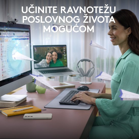 Tipkovnica + miš LOGITECH MK950 Signature Slim Combo, bežična, crna, Bolt Receiver USB