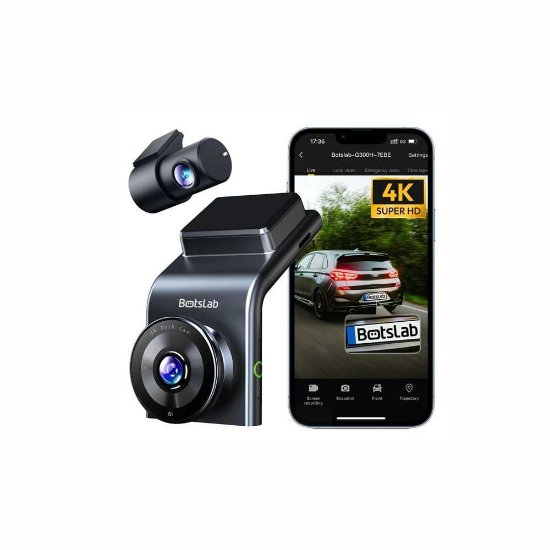 Auto kamera BOTSLAB G300H PLUS, 4K prednja + zadnja kamera, GPS, crna