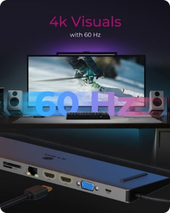 Docking station ICY BOX IB-DK2106A-CPD, USB-C na 3x USB-A USB 3.0, 2x HDMI, 1x VGA, 1x card reader for SD/microSD cards, 1x Gigabit LAN RJ45, 1x audio in/out, 100W USB-C