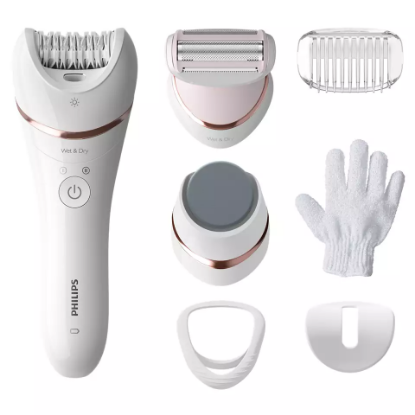 Epilator PHILIPS BRE730/10, uporaba na mokroj ili suhoj koži, 7 nastavaka, bijeli