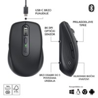 Miš LOGITECH MX Anywhere 3S, laserski, bežični, BT, graphite
