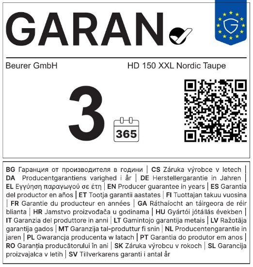 Električna deka BEURER HD 150 XXL, 150W, 200 x 150 cm