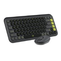 Tipkovnica + miš LOGITECH POP Icon Combo, bežična, US Layout, BT, sivo-zelena